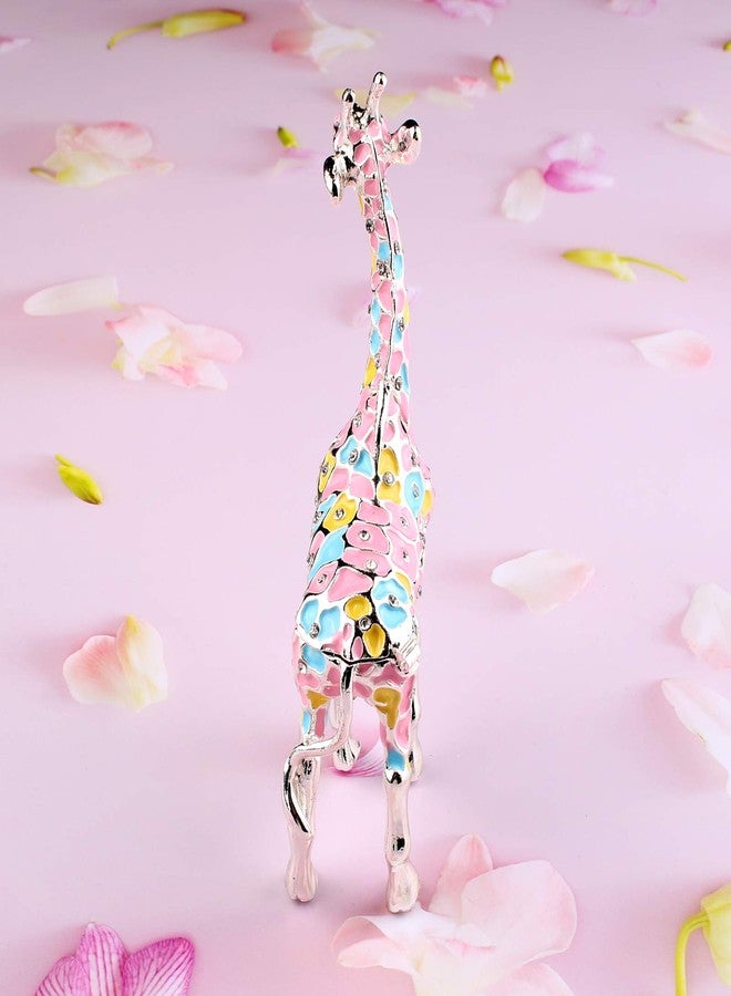 Xinkulas Colorful Giraffe Figurine Trinket Jewelry Box Collectibles Decoration Keepsake Box 5.1 Inches (Sliver) - Image 3